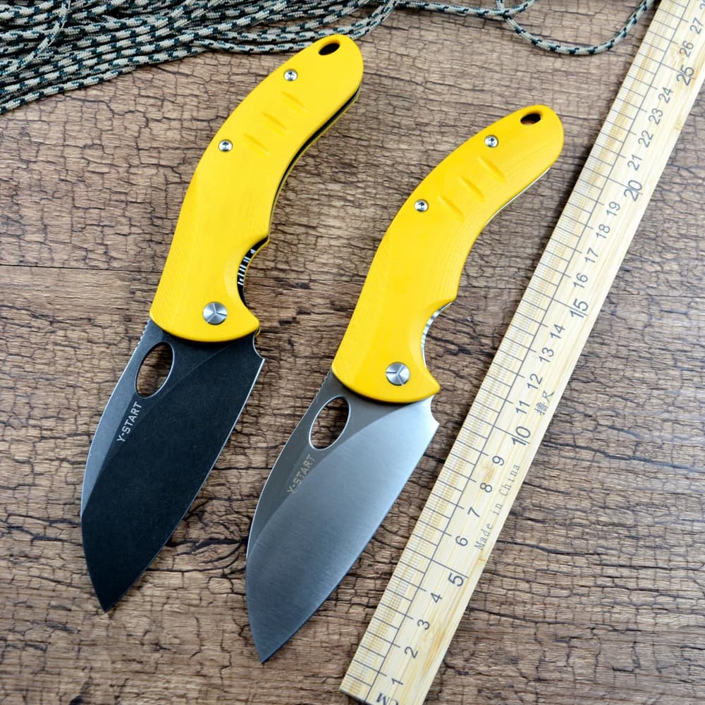 Coltello Tascabile Pieghevole Y-START NFK Chef con Lama 440C e Manico G10 Giallo per Uso Quotidiano e Outdoor LK5034