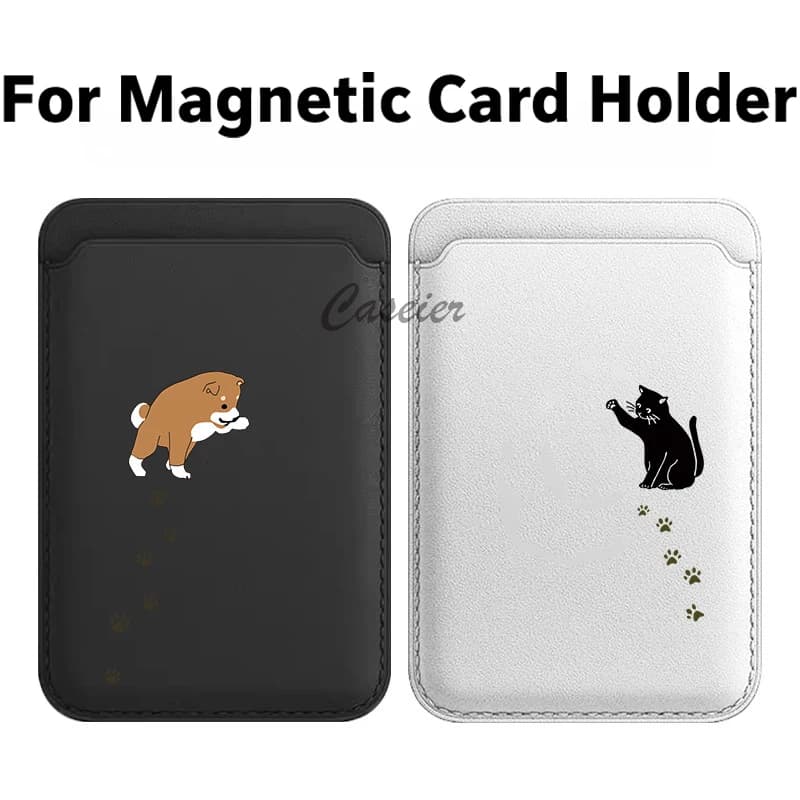 Magnetic Leather Wallet with Zampa Printing for iPhone 17 16 Pro Max, Samsung Galaxy S25 S24 Ultra, Card Holder, Phone Accessories