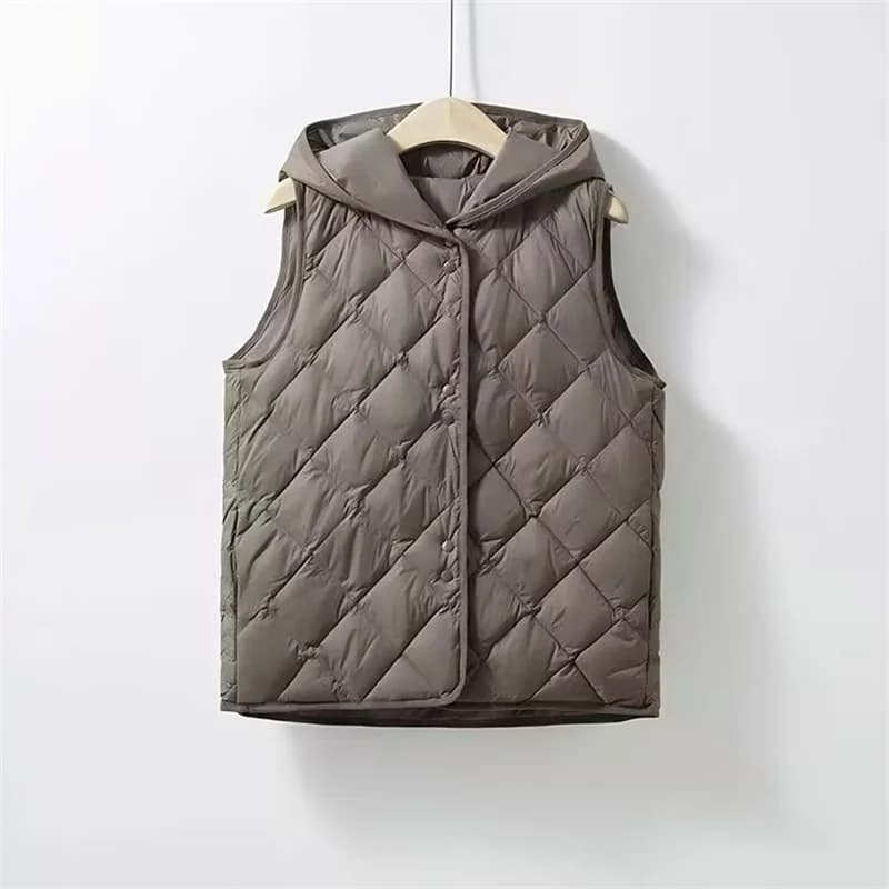 2025 Gilet in piumino di cotone primaverile e autunnale da donna Giacche leggere in cotone con cappuccio per giacche da donna Giacca bianca nera