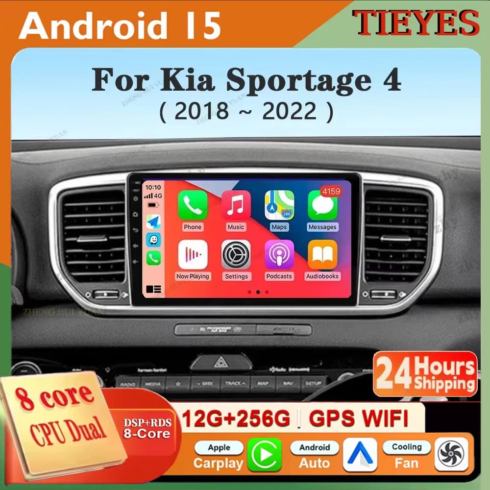 Schermo per auto da 9 pollici per KIA Sportage 4 KX5 2016 2017 2018 Android 15 Navigazione automatica GPS Wireless Carplay Wifi Stereo Bluetooth