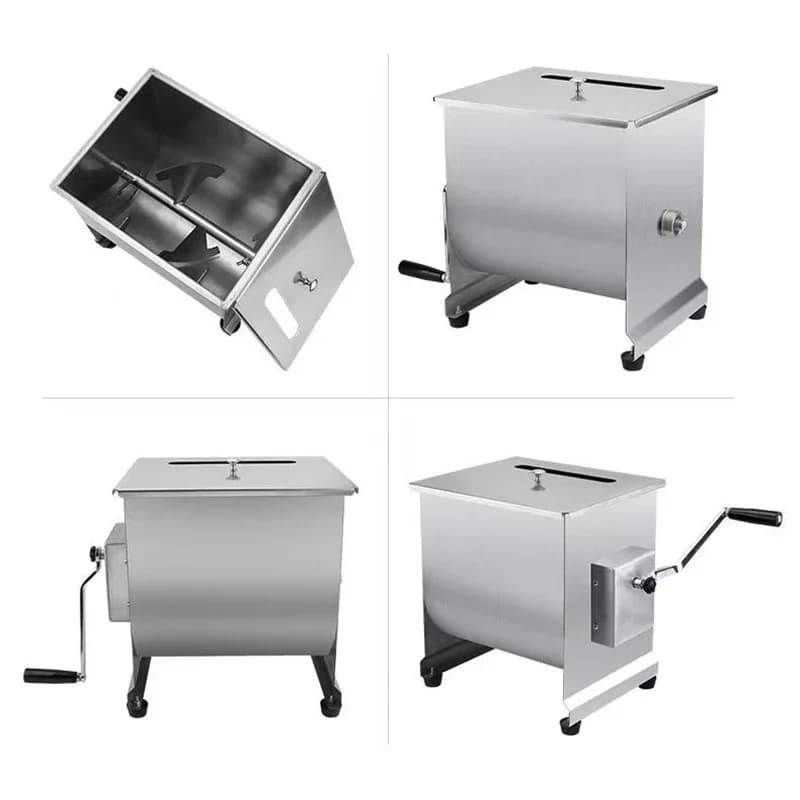 10KG Capacity Tilt Tank Manual Meat Mixers Side-turn Dough Mixer Manual Dough Mixer Stainless Steel Food Mixer