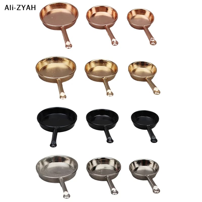 daZ da1 Set 1:12 Miniature for Doll House: Padella, Casseruola, Metal Kitchen Tools, Decorative Model, Doll House Accessories