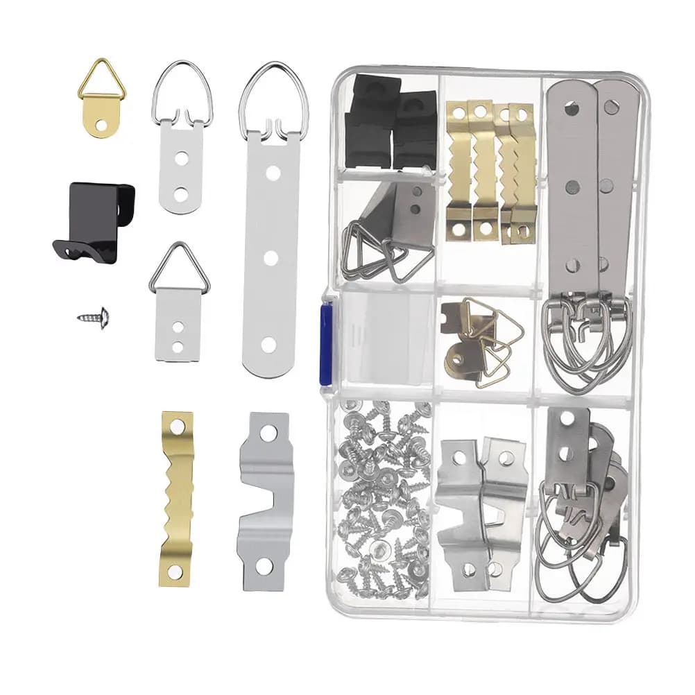 Kit da 76 Pezzi per Appendere Quadri, Attrezzatura Resistente per Cornici, Poster, Dipinti, Mappe, Cartoline, Decorazioni Murali per Casa e Ufficio