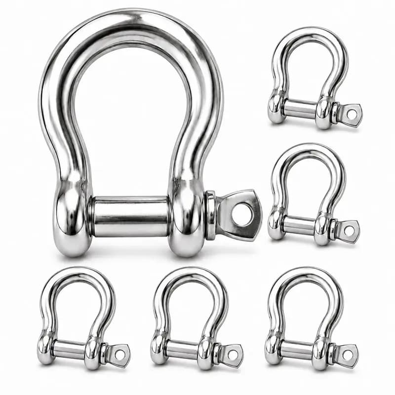 Efficientt-For Towing& Engine Lifting- 6 Pcs 3/8" 304 Stainless Steel D Ring Tow Shackles, Marine Boat Anchor Chain Line