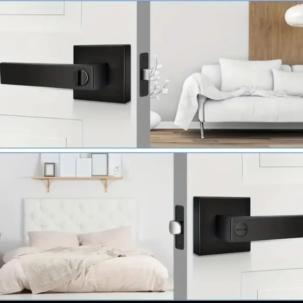 Maniglie per porte nere opache, pomelli per porte interne senza chiave, serrature a leva per porta privacy per bagno camera da letto