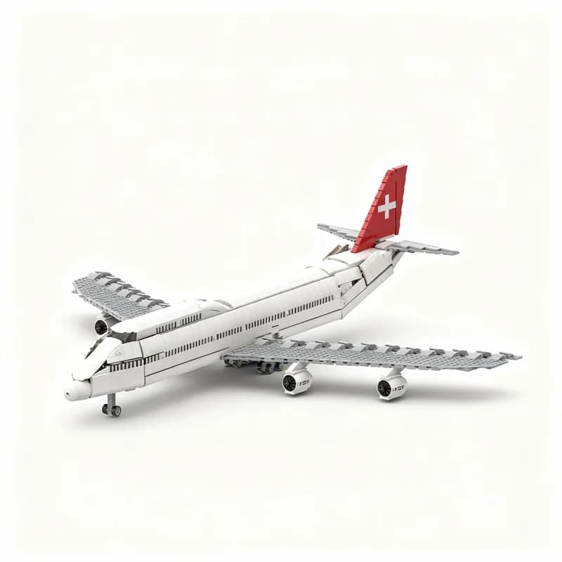 2032 Pezzi MOC Swissair Boeing 747 Icons Modello di Blocchi da Costruzione Giocattolo Regalo di Natale Idea Creativa Fai-da-Te Mattoncini Educativi