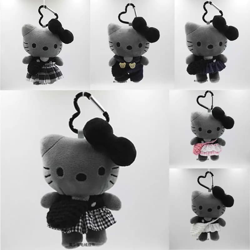 Collection Sanrio HelloKitty Limited Edition Black Anniversary, Cartoon Plush, Backpack Decoration, Kawaii Keychain, Gift for Girls