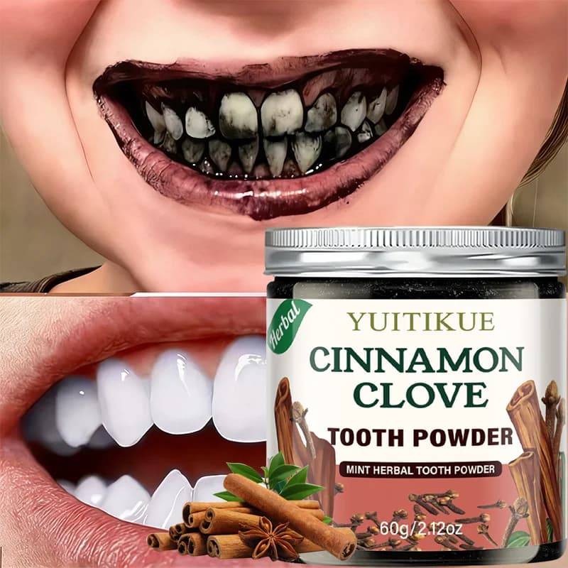 YUITIKUE Cinnamon Clove Tooth Powder, Mint Herbal Teeth Whitening Powder for Gentle Cleaning & Long-Lasting Freshness