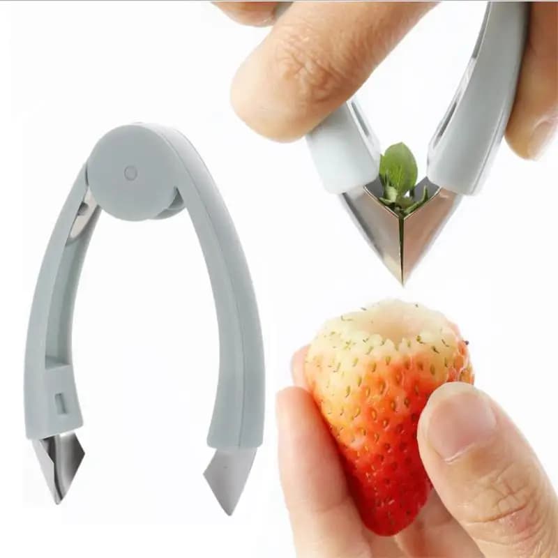Acciaio inossidabile Stelo di pomodoro Rimozione foglie di fragola Taglierina per semi di ananas Spellazione di frutta Pinzetta Macchina da cucina Affettatrice Gadget