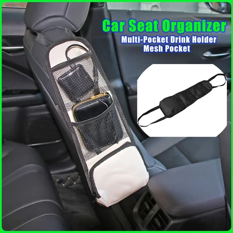 Organizzatore per seggiolino auto Portabevande multitasche Tasca in rete Borsa per appendere portaoggetti laterale per seggiolino auto Porta telefono per organizzatore per styling auto