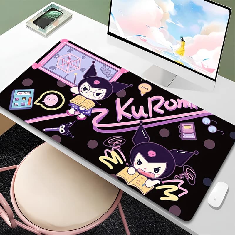 Tappetino per mouse grande XXL Kuromi, accessori da gaming, tappetino per tastiera e mouse da computer, in gomma naturale, kawaii, ideale come regalo.