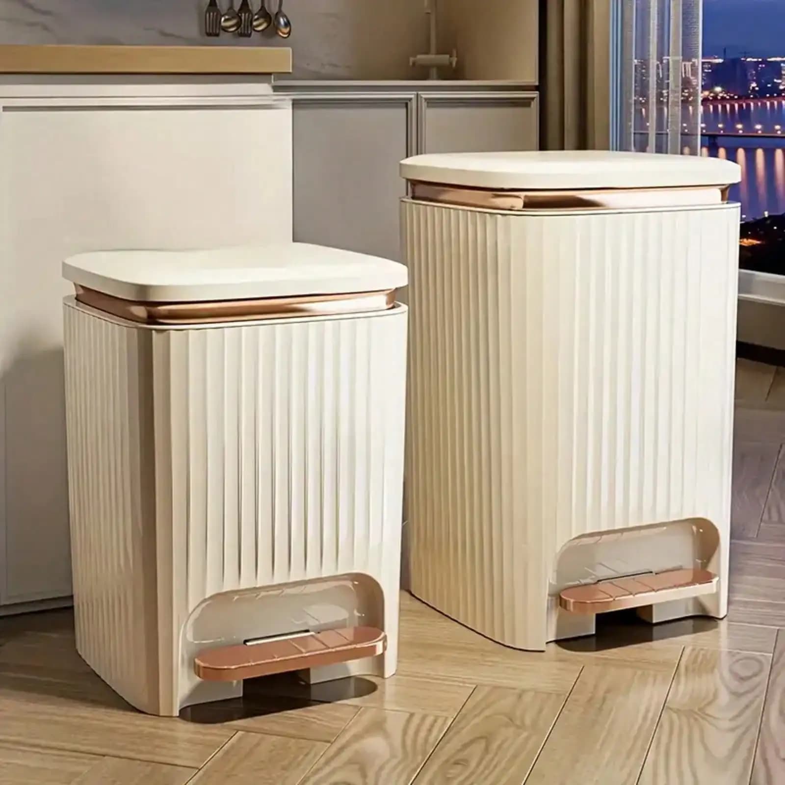 Bathroom Pedal Trash Can (12L, Light Luxury)Large-Capacity Household Bin – Rust-Proof & Easy-Clean (Laundry Room/Home Office)