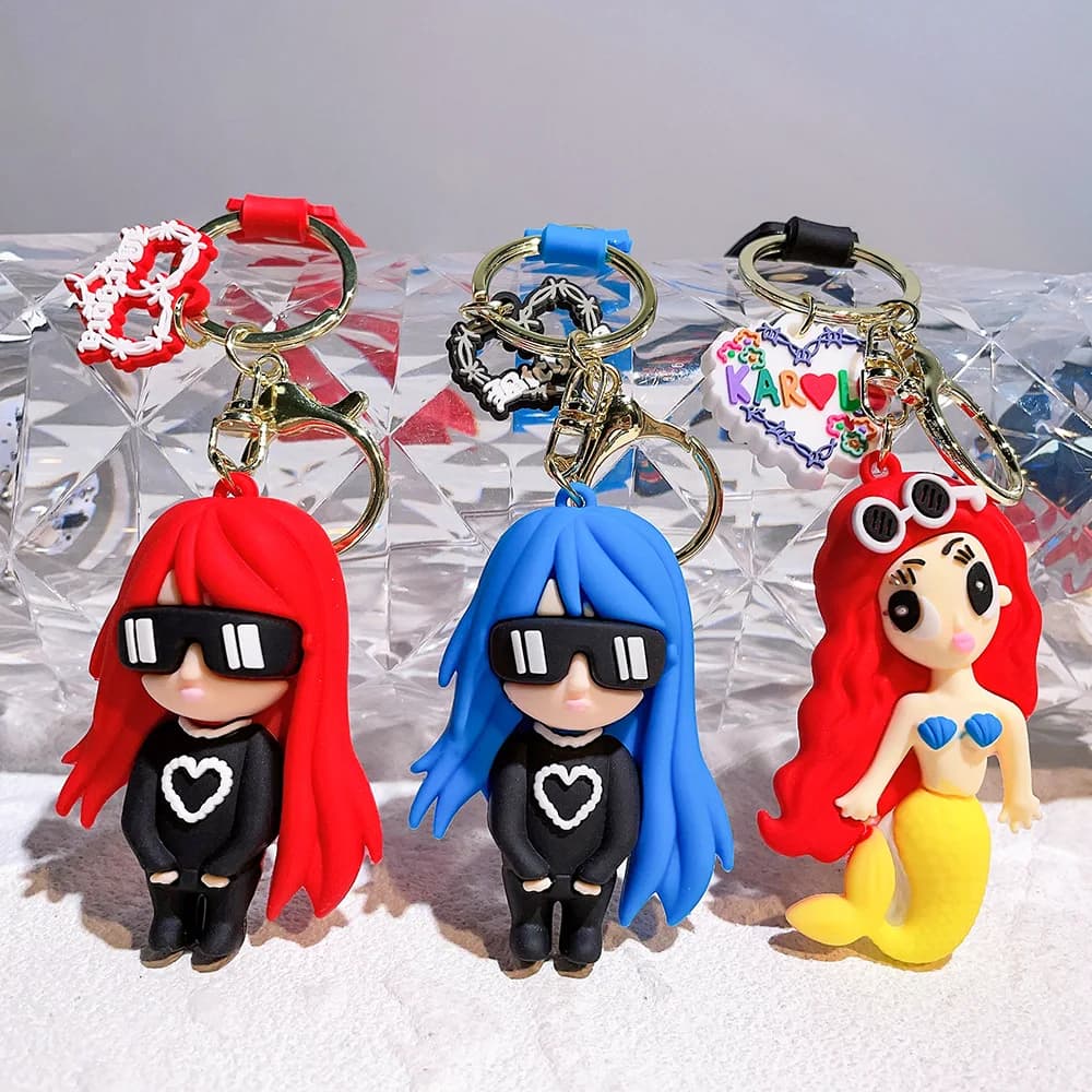 Cartoon Singer Karol Portachiavi con ciondolo bambola in silicone Portachiavi per auto Portachiavi per uomo Donna Zaino Ornamento Gioielli Ventole Regali