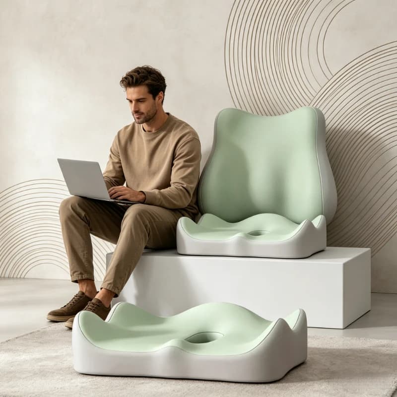 2 Cuscini Ergonomici in Memory Foam per Coccige, Design Curvo per Alleviare la Pressione, Supporto Lombare per Auto e Sedia da Ufficio
