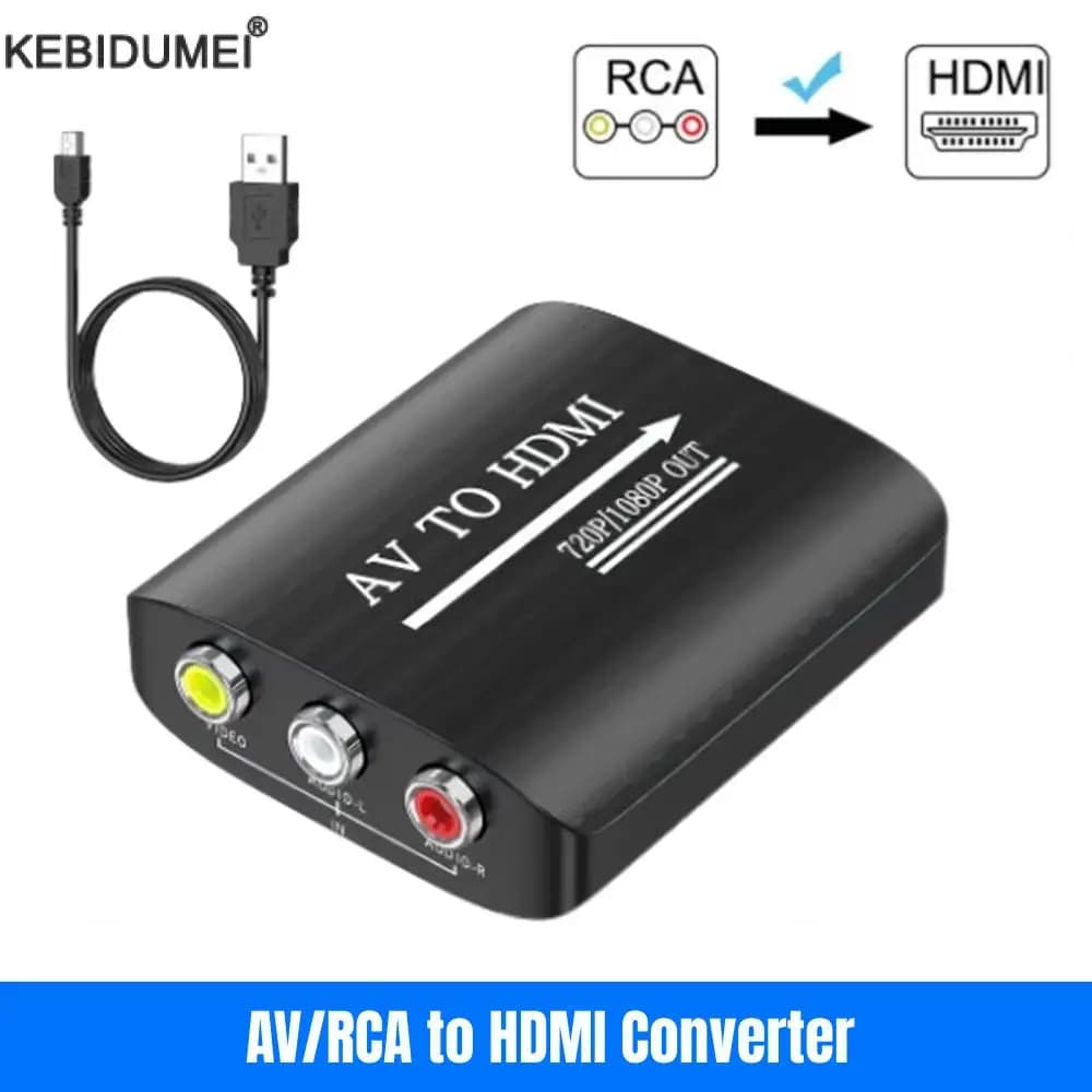 1080P HDMI-compatible to AV RCA CVSB L/R Video Scaler Adapter Converter Video Box HD Converter AV to HDMI compatible Support PAL