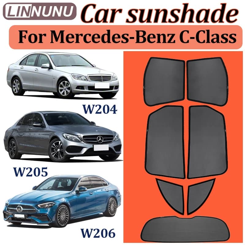LINNUNU Per Mercedes Benz Classe C W204 W205 W206 Magenetic Auto Parasole Parabrezza Tenda Finestrino Laterale Protezione UV accessori