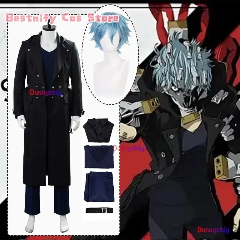 CosplayAnime Mens Cosplay Shigaraki Tomura Costume Trench Mantello Giacca Abito da uomo Uniforme Anime Abiti Parrucca Scarpe Prop Ruolo-pla