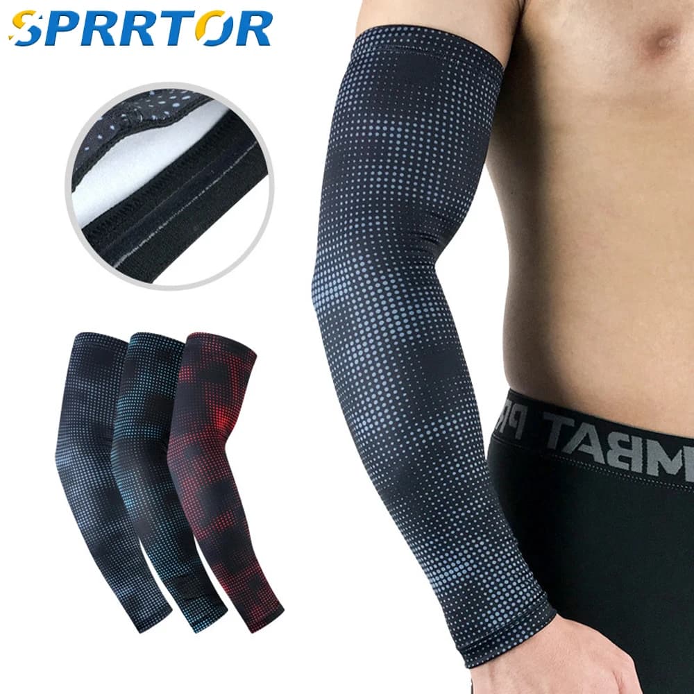 1PC Compression Sleeve for Sports Arm Basket Cycling Heat Exchanger Summer Running UV Protection Lens for Solar Volleyball Protection