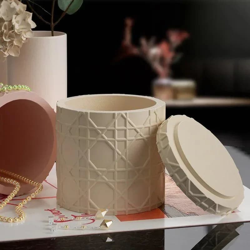 Stampo in silicone Tazza per candele Decorazione domestica Serbatoio di stoccaggio fai-da-te Stampo per ceramica Barattolo Scatola di immagazzinaggio di gioielli Stampo in gesso Serbatoio di stoccaggio per candele