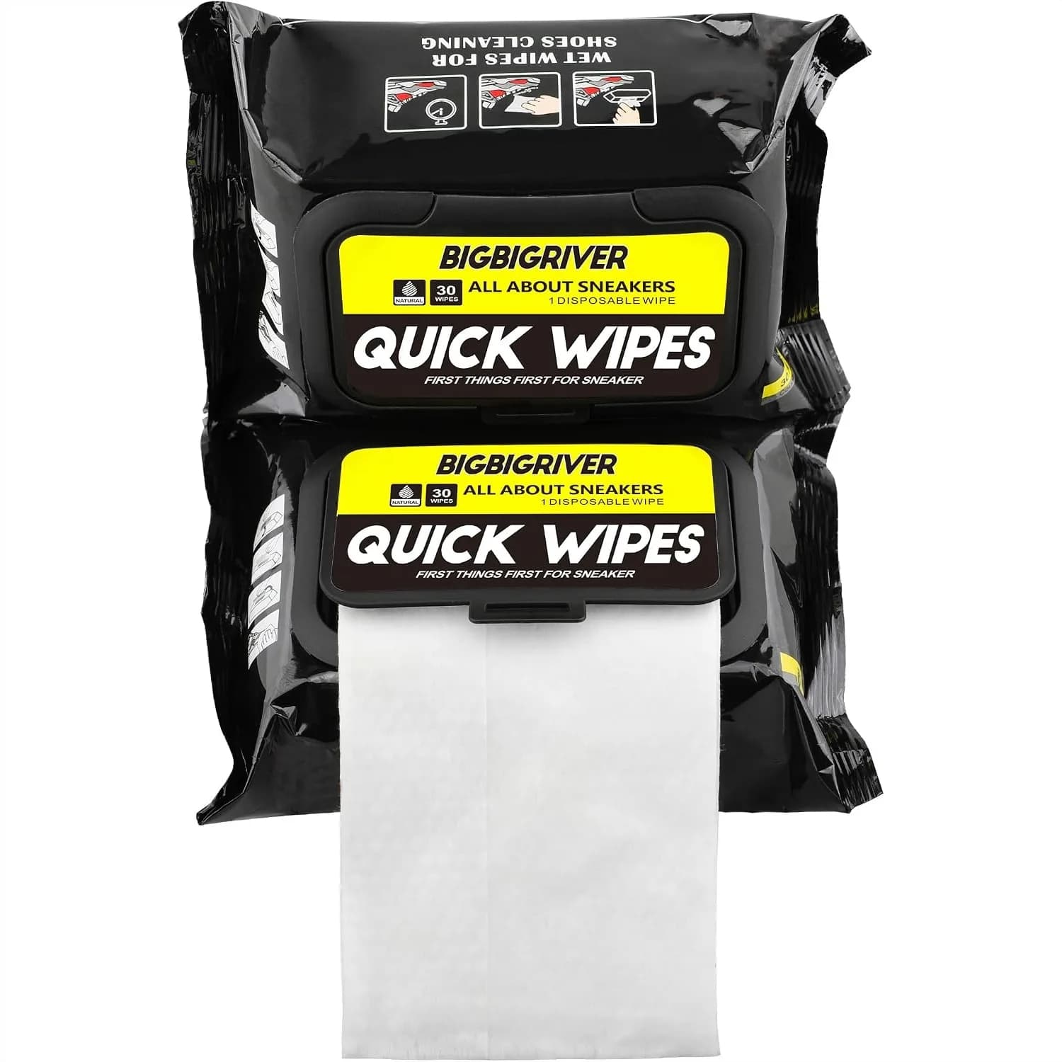 Shoe Wipes 2 Pack 60 Pcs Sneaker Cleaner Quick Wipes Travel Portable Removes Dirt Stains