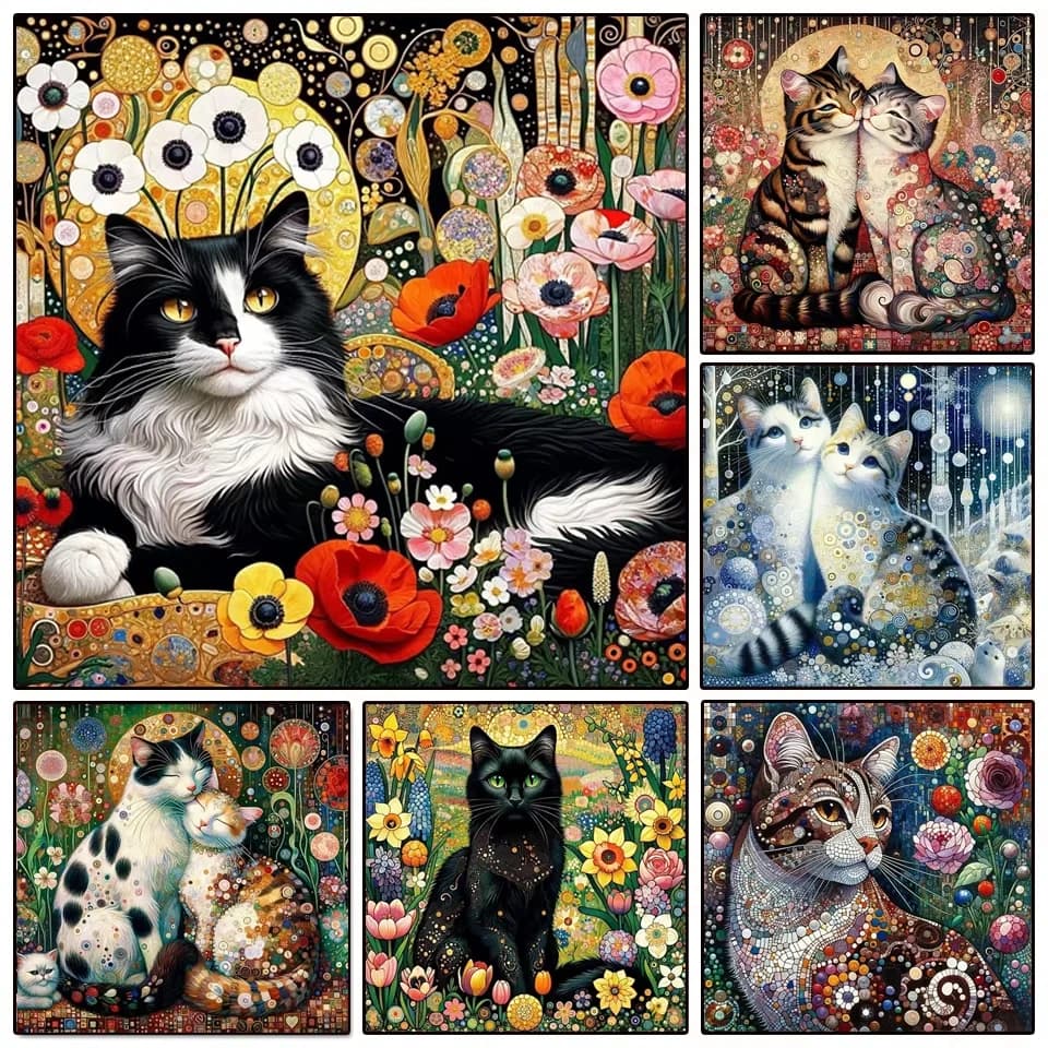 Nuovo Arrivo: Kit per Pittura Diamante 5D con Motivi Animali, Gatti e Fiori, Mosaico Diamantato, Ricamo a Punto Croce Completo per Decorazione Casa