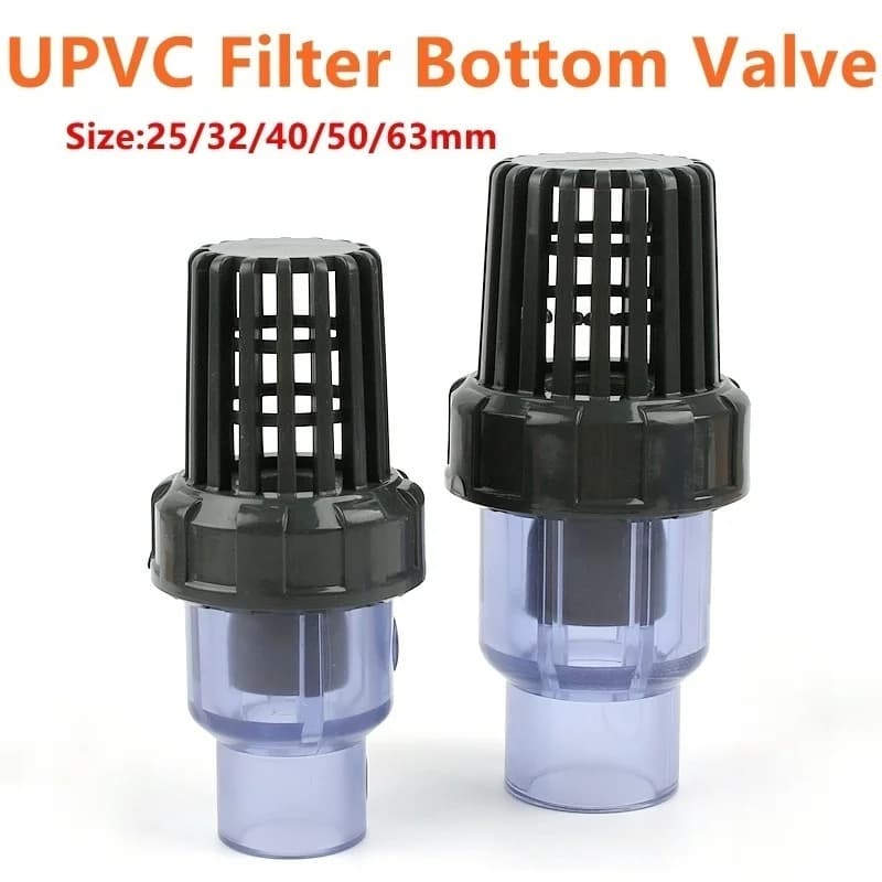 1 Pezzo Valvola di Non Ritorno Trasparente Blu in UPVC da 25-63mm con Filtro, Connettore per Tubi di Irrigazione per Acquario, Giardino e Casa