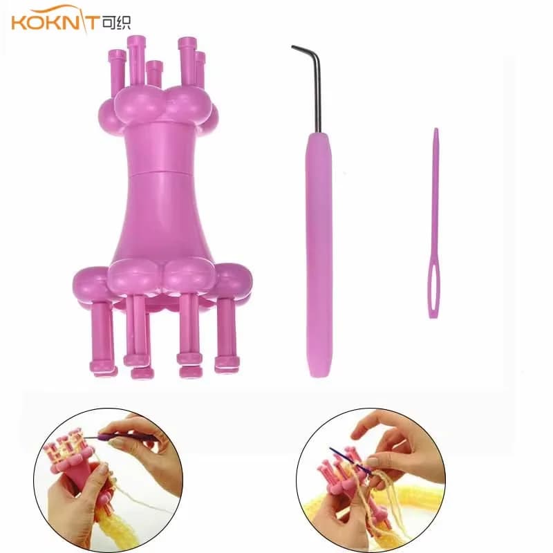 Double Head Knitting Loom Maker Yarn Wool Bracelet Necklace Weaving Tools DIY Knitting Craft Spool Loom Set with Crochet Needle