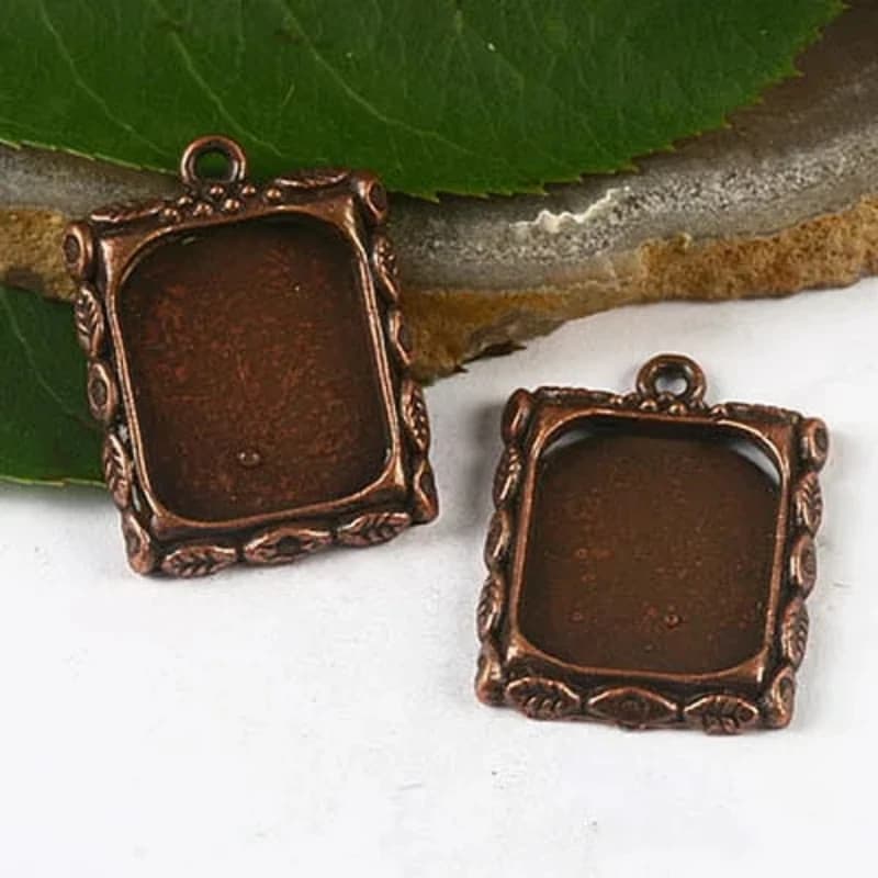 Frame pendant with copper tone leaf aged 10 pieces 21 * 20 mm H2831