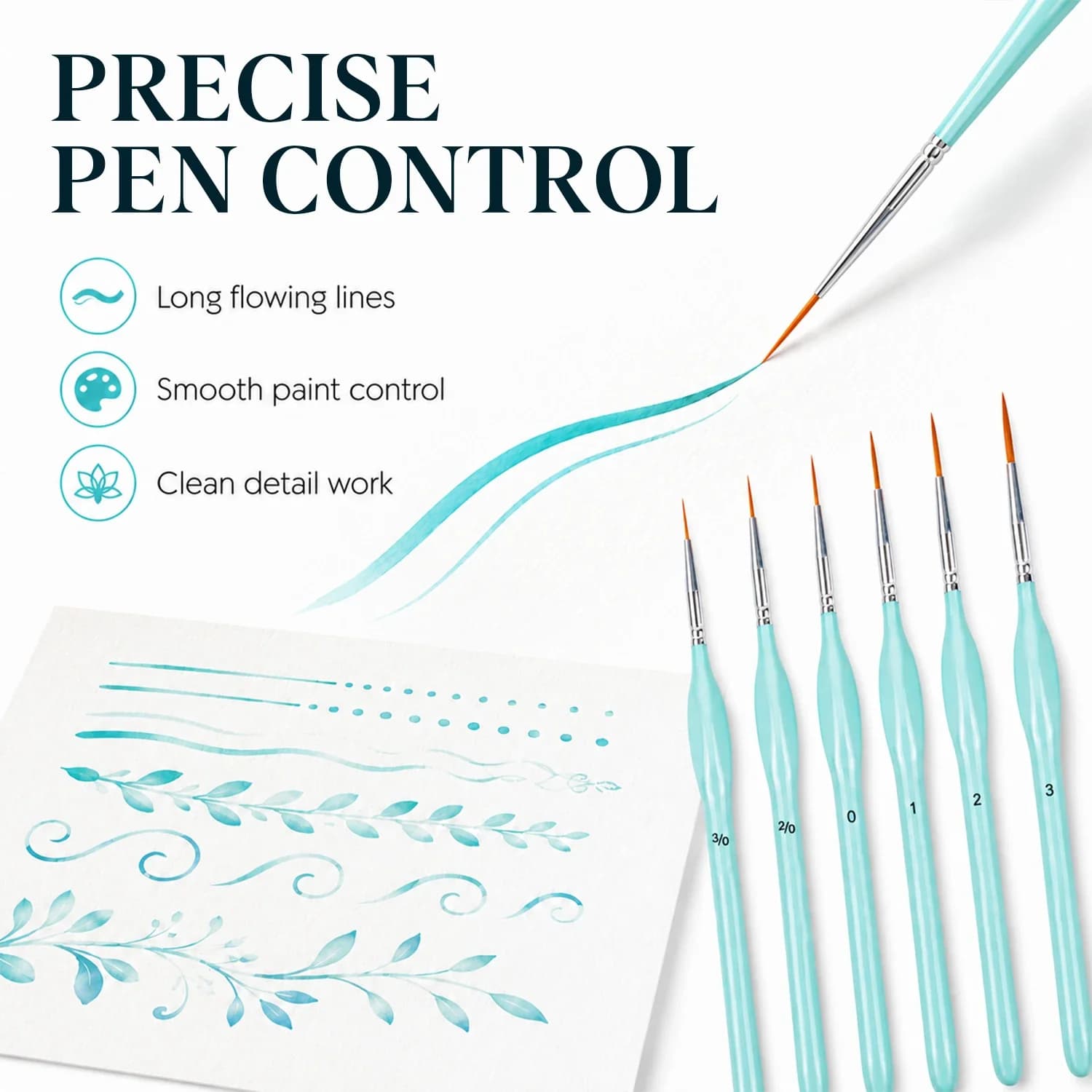 6pcs Rigger Paint Brushes Set Fine Tip Detail Mini Painting Brushes for Mandala Painting, Model Acrylic Watercolor Oil DIY Craft