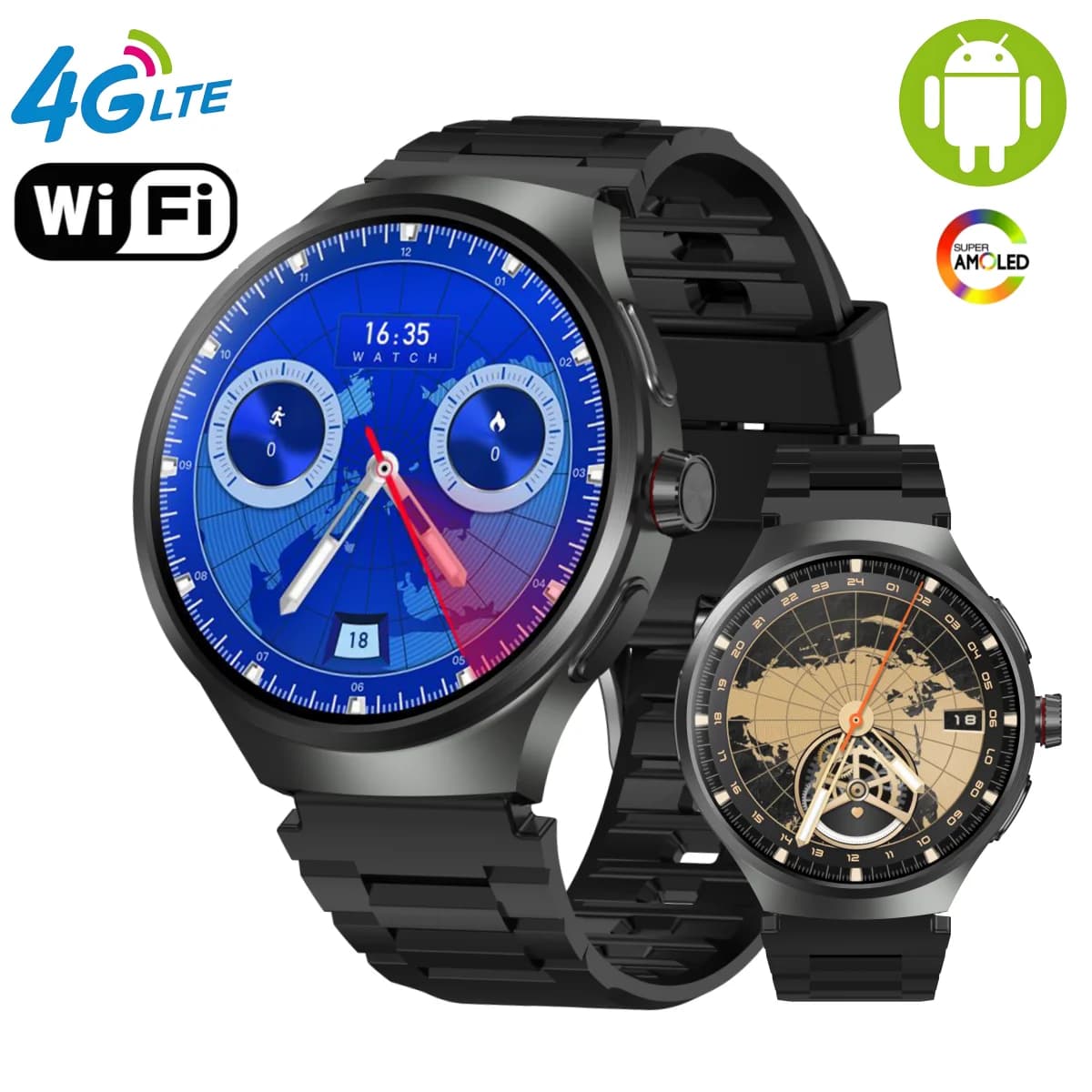 512G VP50 Smartwatch Rotary Camera GPS WIFI Sim Card NFC Compass Global Calling Health monitoring 1.75inch Amoled 5G Smart Watch