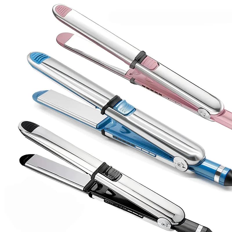 Piastra per capelli 2 in 1 in acciaio inossidabile, doppia funzione per stirare e arricciare, riscaldamento rapido senza danneggiare i capelli