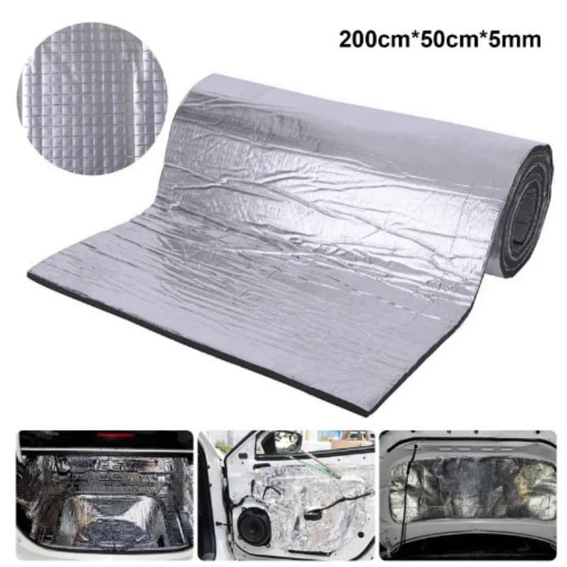 Tappetino fonoassorbente per auto da 5 mm 50x200 cm per cofano, motore, portiere, isolamento acustico e termico.