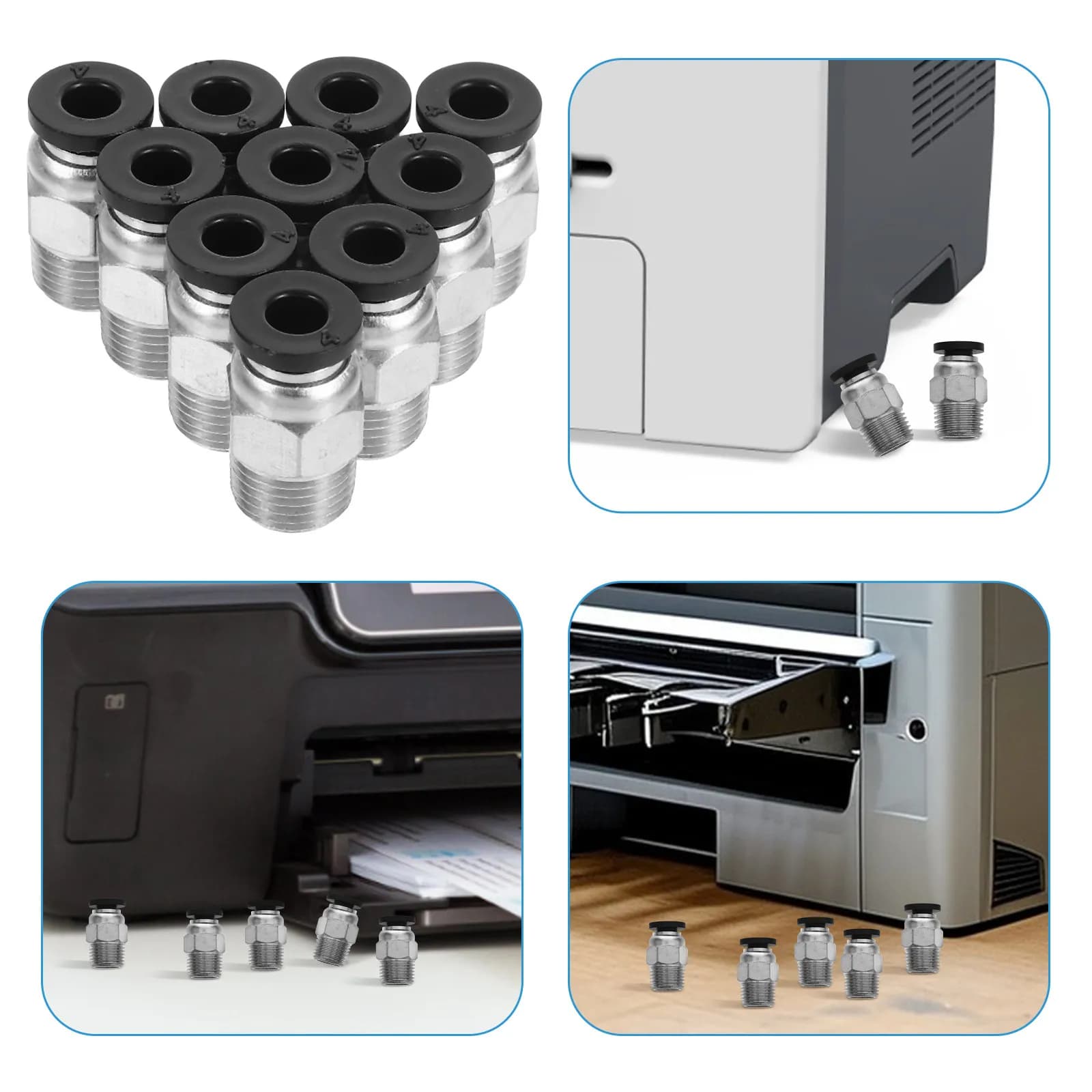 10 Pezzi Connettori Pneumatici a Innesto per Stampa 3D, Raccordi per Tubi in PTFE, Raccordi di Disconnessione in Rame e Plastica Resistenti alle Alte Temperature