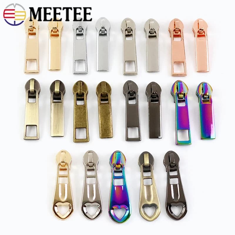 10/20 pezzi 5 # Cursori per cerniere per nastro con cerniera in nylon Cerniere per cucire in metallo Estrattore Borsa Chiusura per indumenti Zippe Tira Accessori per la riparazione della testa