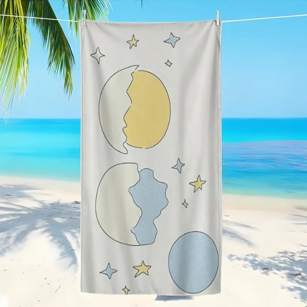 Telo Mare in Microfibra Starry Moon ad Asciugatura Rapida, Morbido, Assorbente, Leggero, Lavabile in Lavatrice, Ideale per Yoga, Viaggi, Nuoto, Piscina, Campeggio, Regalo