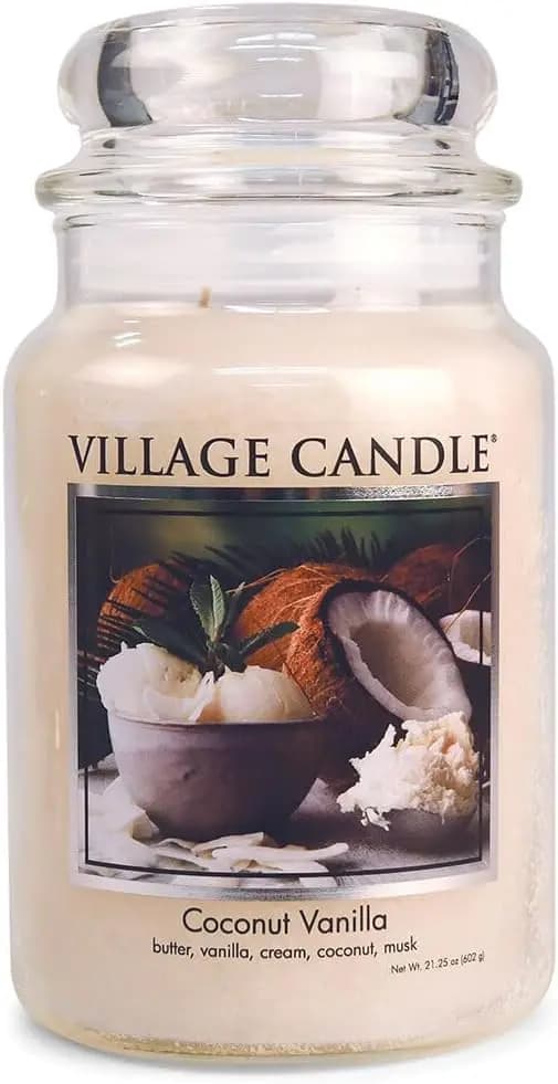 Perfumed candle in Grande Barattolo di Vetro, Aroma Cocco e Vaniglia, 21,25 oz, Bianco