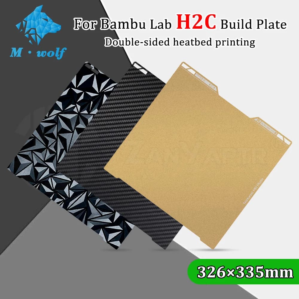 For Bambu Lab H2C Resistant to high temperatures Printer Build Plate Magnetic suction spring steel 335x326mm for 3D Printer Part