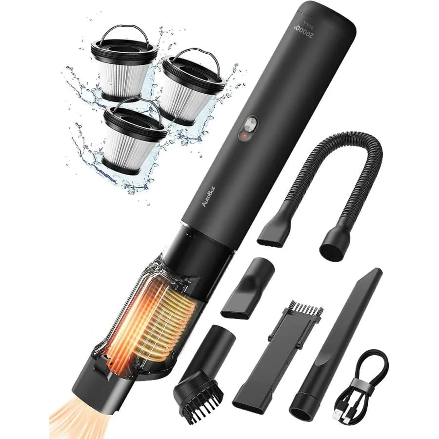 Aspirapolvere per auto, aspirapolvere portatile per auto con 20000PA, aspirapolvere per auto portatile 5 in 1 senza fili con tubo flessibile, 50 minuti Runti