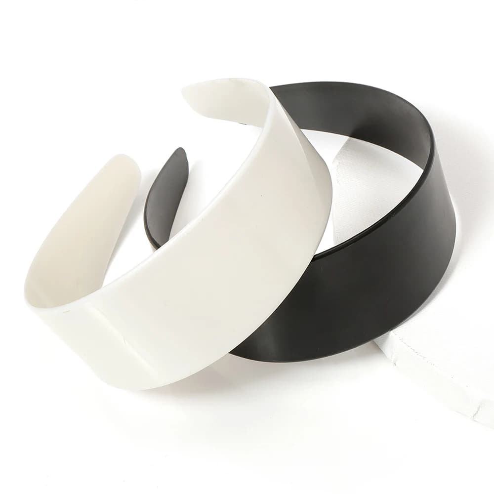 5 pezzi di fasce per capelli in plastica con bordo largo piatto nero Fasce semplici coreane Accessori per capelli fatti a mano Accessori per capelli fai da te