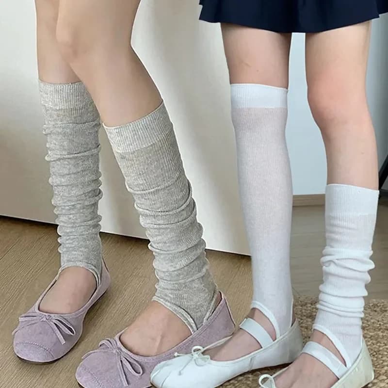 4 paia di calze sottili estive coreane in cotone stile balletto, coprigambe al ginocchio, calze morbide e traspiranti per ragazze JK e donne