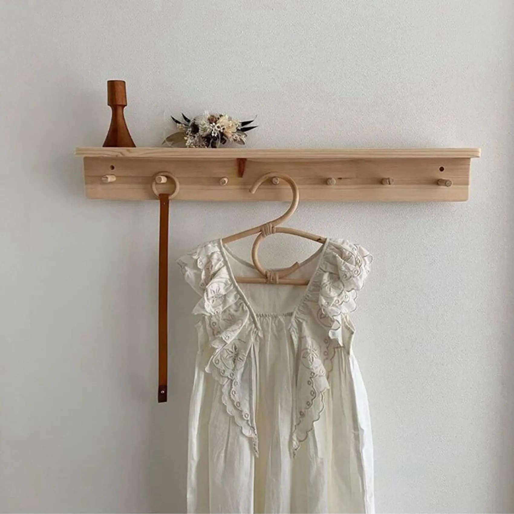 ABVT-8Pcs Rattan Clothes Hanger Nordic Style Kids Garments Rack Children Hanger Kids Room Decor Hangers For Clothes