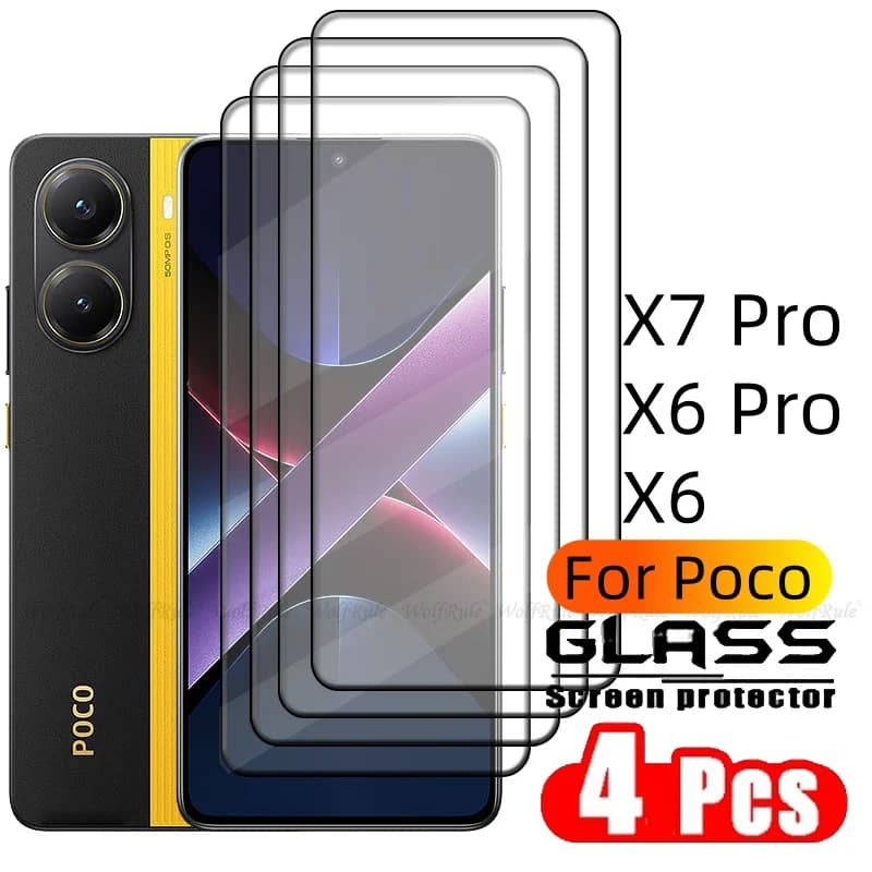 4 pezzi per Poco X7 Pro per vetro Poco X7 Pro protezione schermo copertura completa colla colla protettiva vetro temperato Xiaomi Poco X7 X6 Pro