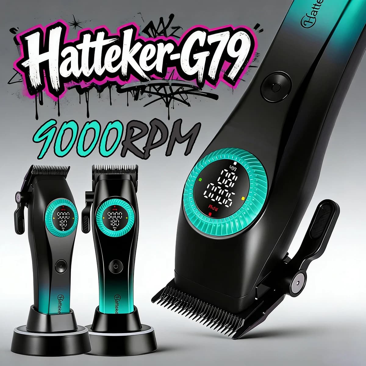 Professional Electric Haircut G79 for Barbiere, Cutting Machine 7000-9000RPM with DLC Blade, Trimmer for Men with Charging Base