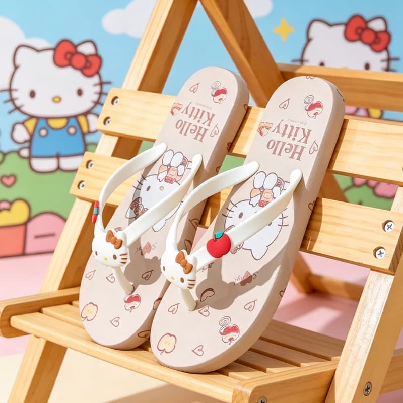 Ciabatte Sanrio Kuromi Hello Kitty, infradito da donna stile kawaii, scarpe da casa e per esterni, Cinnamoroll, personaggio anime.