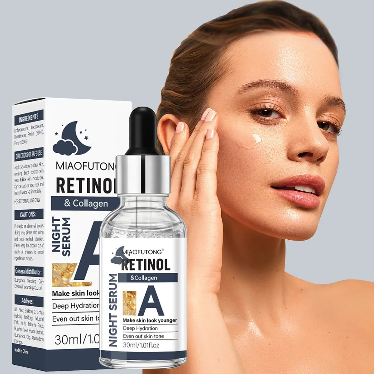Siero Viso al Retinolo e Collagene per Ammorbidire la Pelle, Sbiancante, Idratante, Anti-Rughe, Rassodante, Essenza per la Cura del Viso 30ml