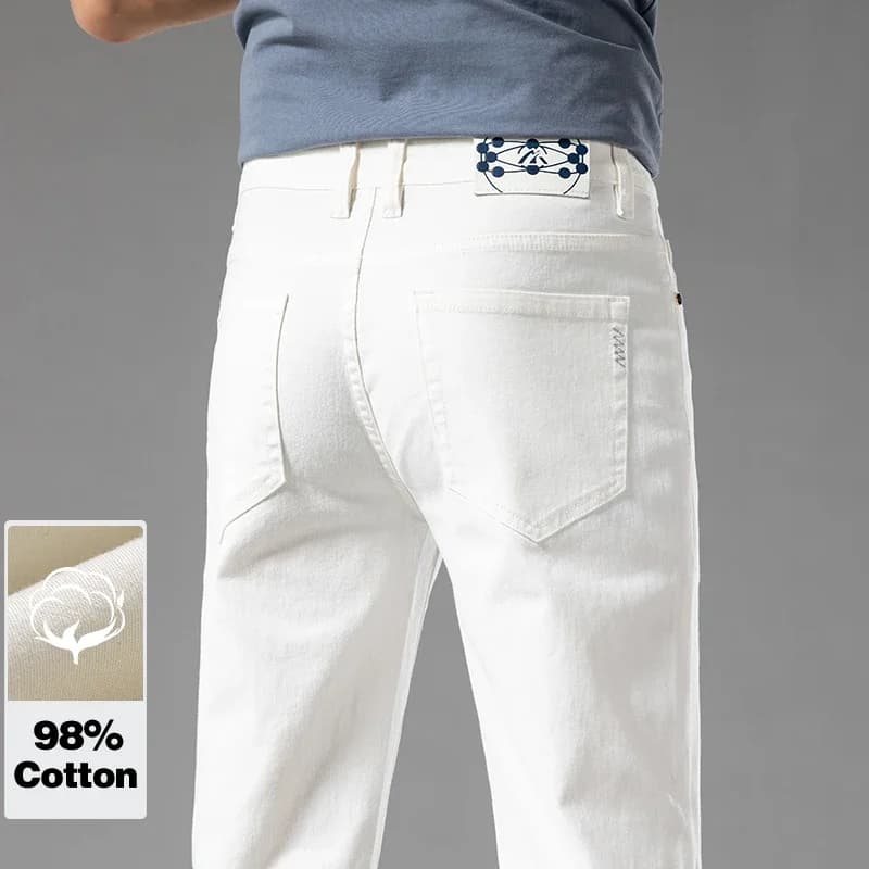 Jeans casual da lavoro da uomo in cotone nuovo estate 98% pantaloni larghi in denim elasticizzato morbido dritto pantaloni di marca maschile