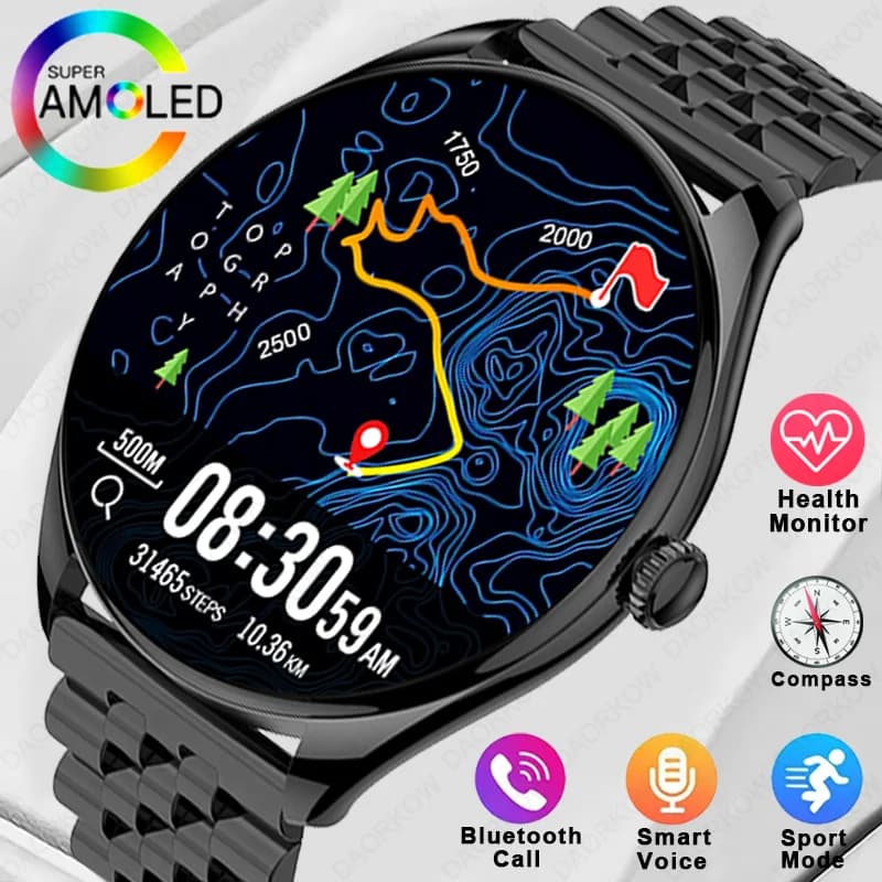 2025 DAORKOW nuovo smartwatch ultrasottile display AMOLED da 1,43 pollici Bluetooth talk multi motion tracker lettore musicale ricarica USB