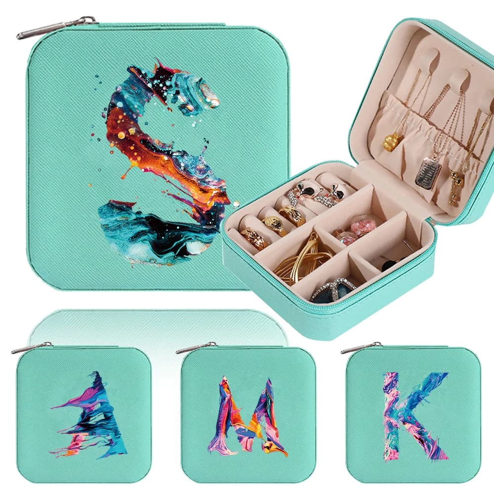 New 2026 Leather Portable Jewelry Box Large Capacity Necklace Earring Case Paint Series Travel Storage Jewelry Casket