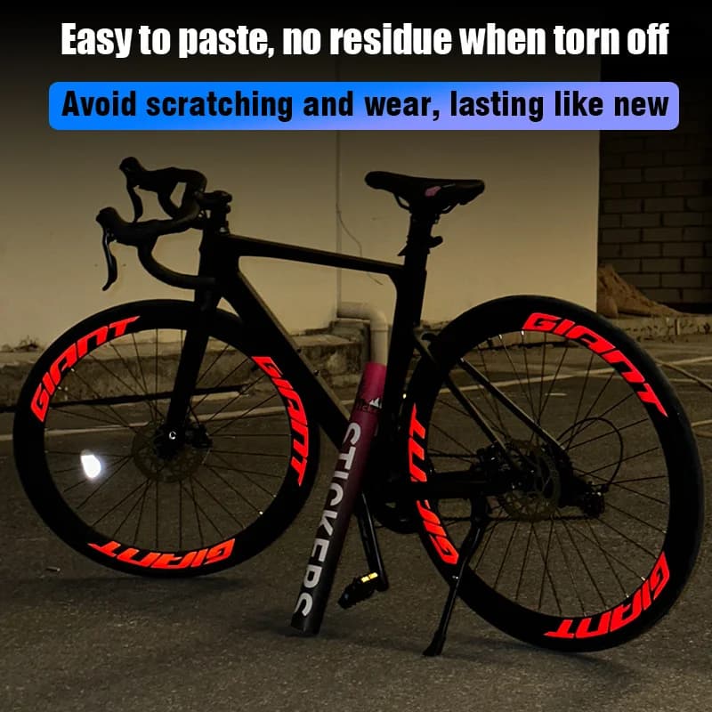Set di 12 adesivi per cerchioni di bicicletta, adesivi in PVC impermeabili per casco da ciclismo, casco da moto, design rosso e bianco