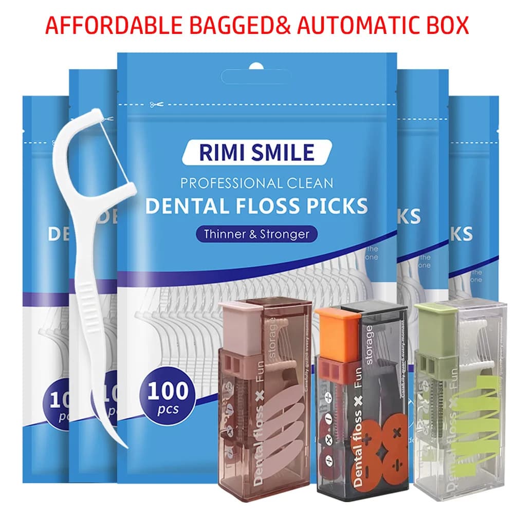 (Affordable) 50/100/300 PCS-RIMI Smile Floss - Comes with Automatic Flosss Box - Convenient to Carry When Going Out